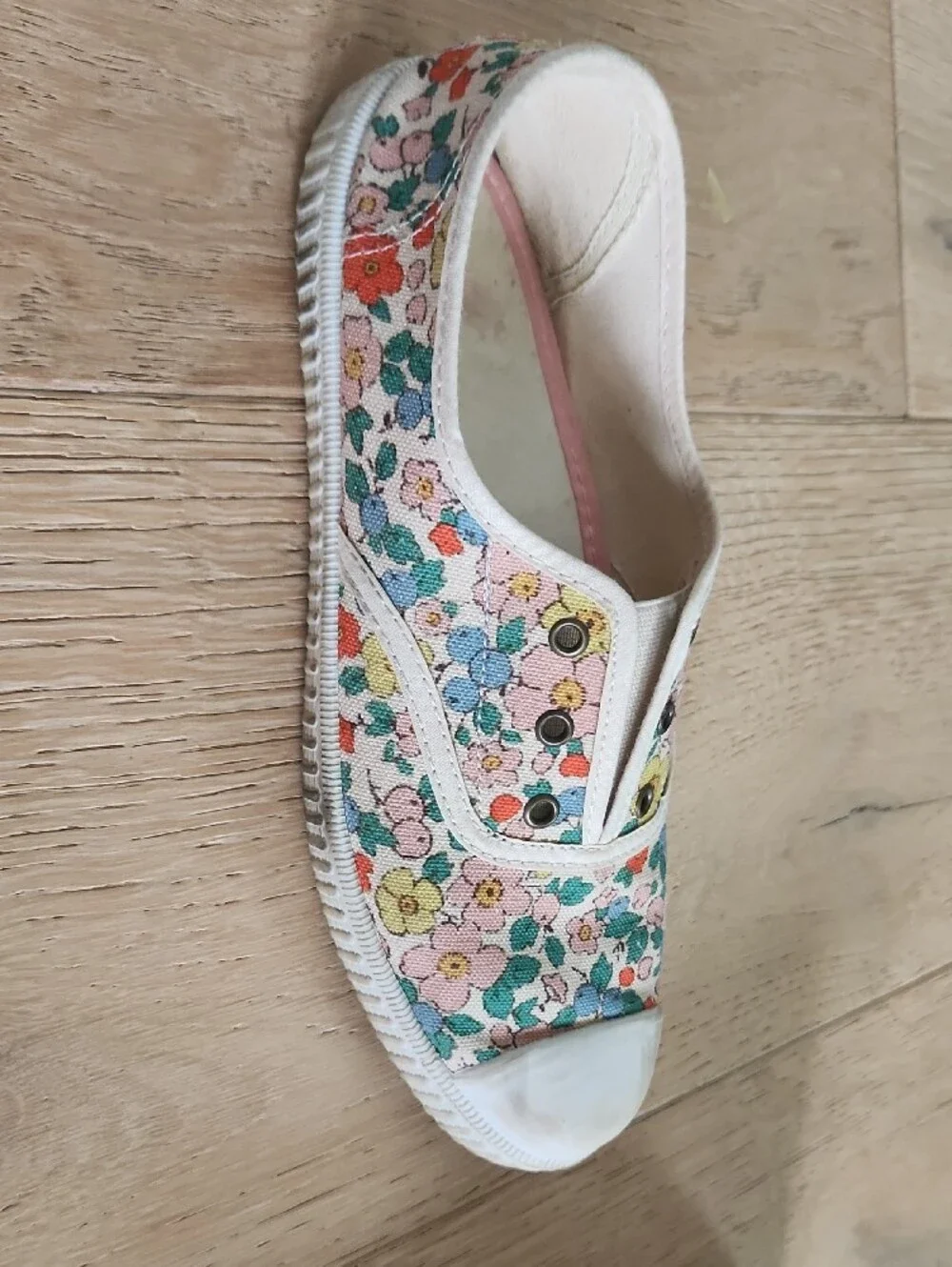 Kids Floral Slip-On Canvas Shoes - Pink Multicolor